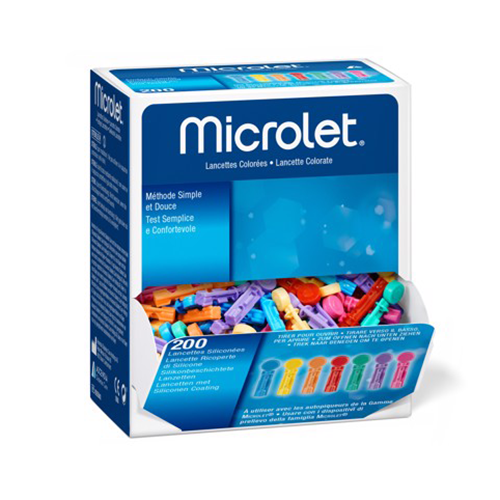 Microlet Lanzetten steril, farbig, 200 Stk.