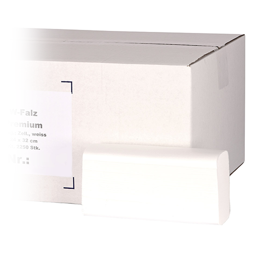 Falthandtuch W-Falz weiss, 20.5 x 32 cm, 2250 Stk.