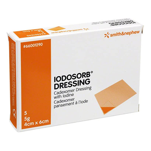 Iodosorb Salbenverband steril, 5 g, 4 x 6 cm, 5 Stk.