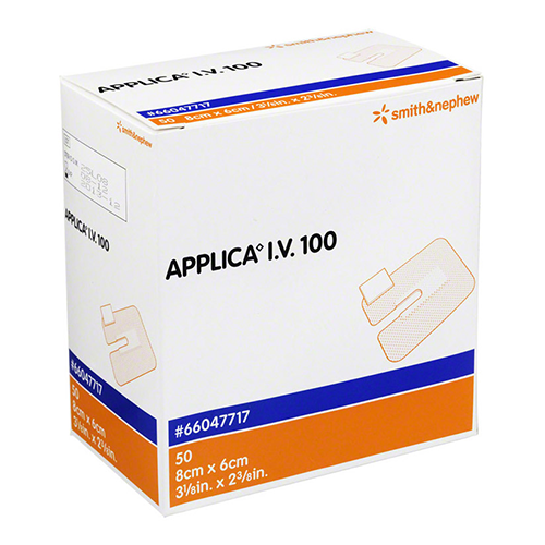 Applica i.v.100 Kanülenfixierverband 8 x 6 cm, mit Polster, 50 Stk.