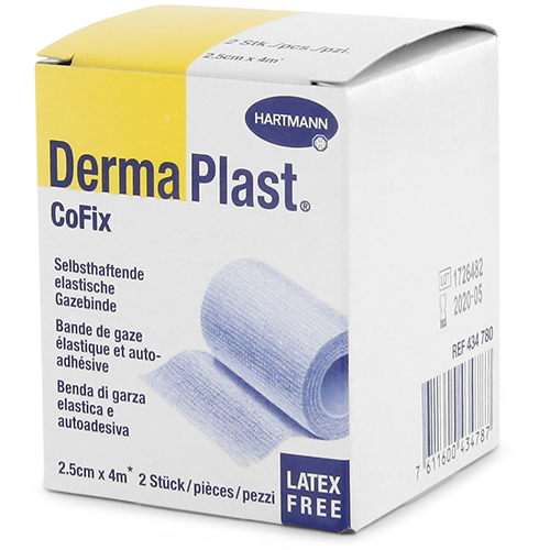 DermaPlast Cofix kohäsive Gazebinde weiss, 1,5 cm x 4 m, 2 Stk.