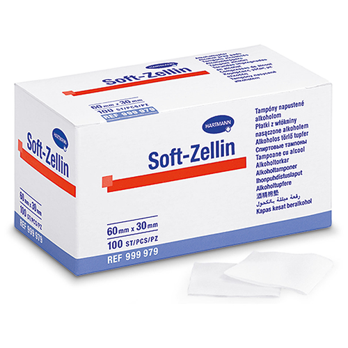 Soft-Zellin Alkoholtupfer steril, 60 x 30 mm, 100 Stk.