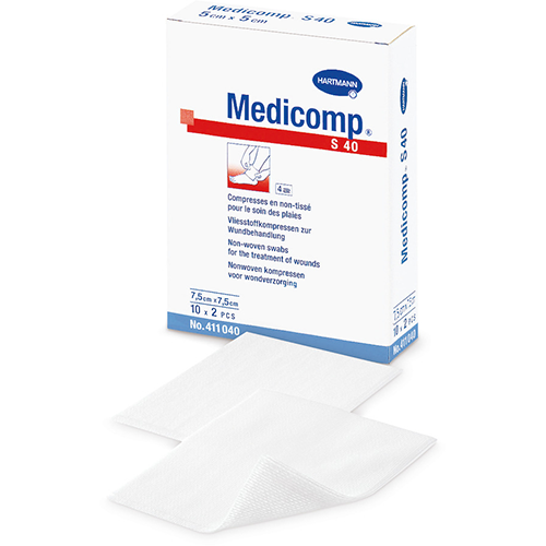 Medicomp Vlieskompressen unsteril, 4f, 5 x 5 cm, 100 Stk.