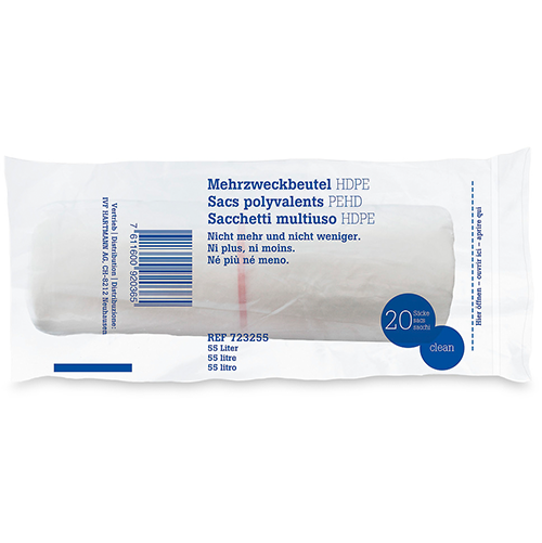 Mehrzweckbeutel ohne Verschlussband transparent, 110 l, 20 Rollen