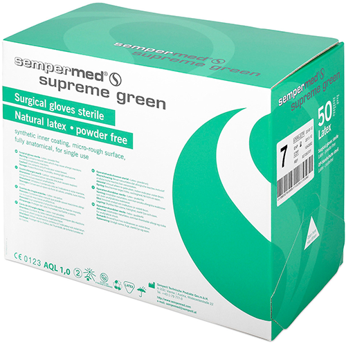Sempermed Sup. Green Unterzieh-HS latex steril, puderfrei, Gr. 5,5, 50 Btl.