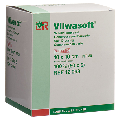 Vliwasoft Schlitzkompressen 10 x 10 cm, steril, 50 x 2 Stk.