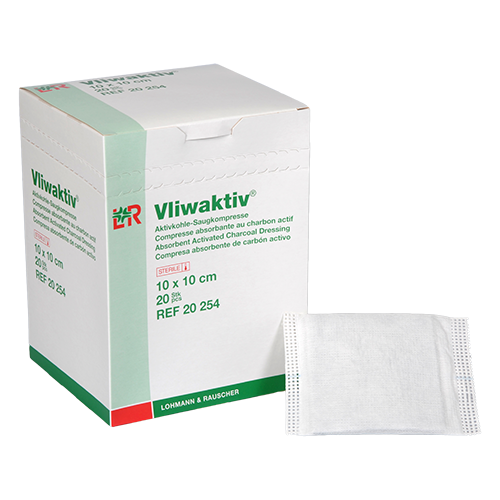 Vliwaktiv Aktivkohle-Saugkompresse 10 x 10 cm, 20 Stk.
