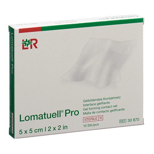 Lomatuell Pro Gelbildendes Kontaktnetz 5 x 5 cm, steril, 10 Stk.