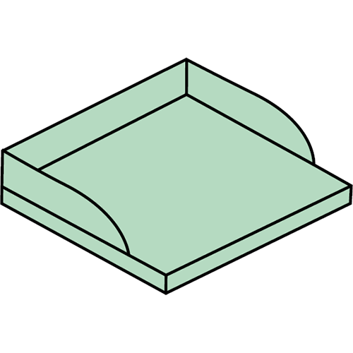 Arbeitsplatte aus CNS mit Galerie für Funktionswagen 450mm breite