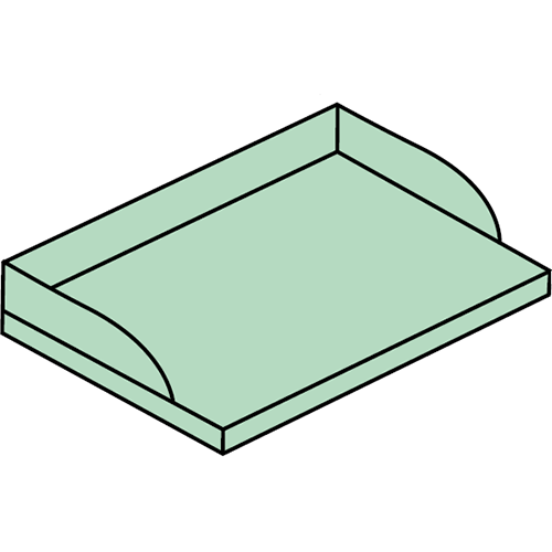 Arbeitsplatte aus CNS mit Galerie für Funktionswagen 900mm breite