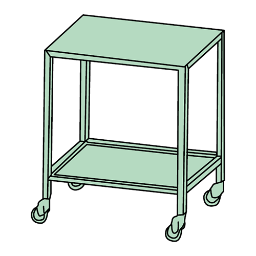 Schmitz Instrumententisch ohne Galierie Tischplatte 500 x 650mm, 800mm Höhe