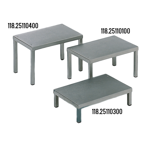 1-Stufiger Fussauftritt aus CNS 18/10 Trittfläche geriffelt, 120 mm Tritthöhe