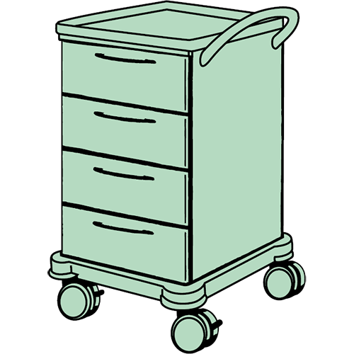Behandlungswagen, 450 x 860 (BxH in mm) 4 Schubladen