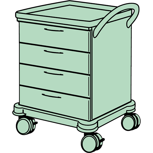 Verband- & Behandlungswagen 600 x 860 (BxH in mm) 4 Schubladen