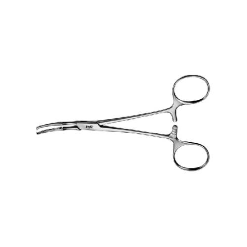 Aesculap Peritoneumklemme Baby-Mikulicz gebogen, 1x2 Zähne, 140mm, 1 Stk.