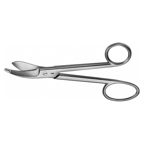 Gipsschere gebogen gezahnt 1 Blatt mit Knopf, 235 mm