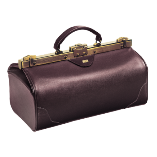 Arzttasche Assista aus kratzfestem Leder schwarz, mit Leder-Handgriff