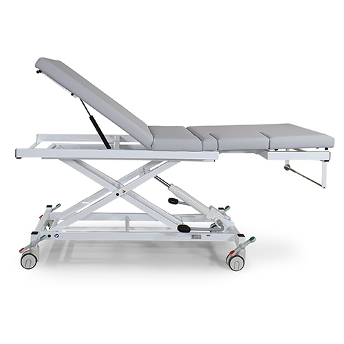 Echokardiographie-Liege, 3-teilig hydr. HV, B = 700mm, Gestell: weiss