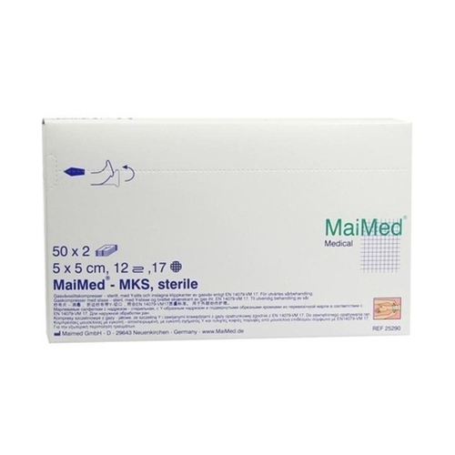 Maimed Schlitzkompressen Mull, steril 5 x 5 cm, 12-Fach, 50 x 2 Stk.