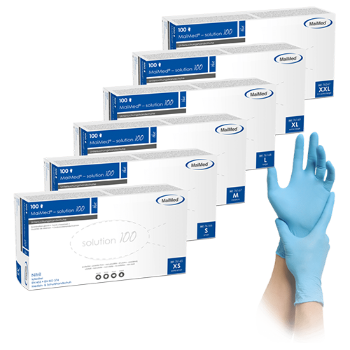 Maimed-solution 100 blue Gr. XS, blau, 100 Stk.