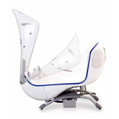 PARKER Sitz- & Liegebadewanne, Comfort blaue Stosskante, Autofill, Kopfkissen