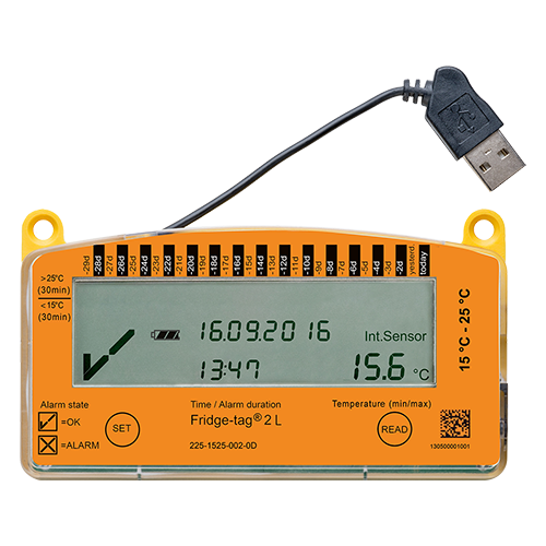 Fridge-tag 2 L 15°C - 25°C, mit Kalibrierzertifikat